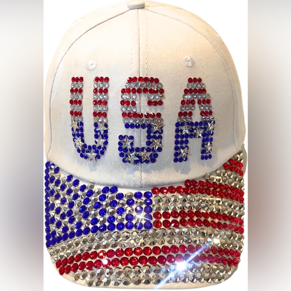 USA Rhinestone Baseball Cap - Picture 2 of 6